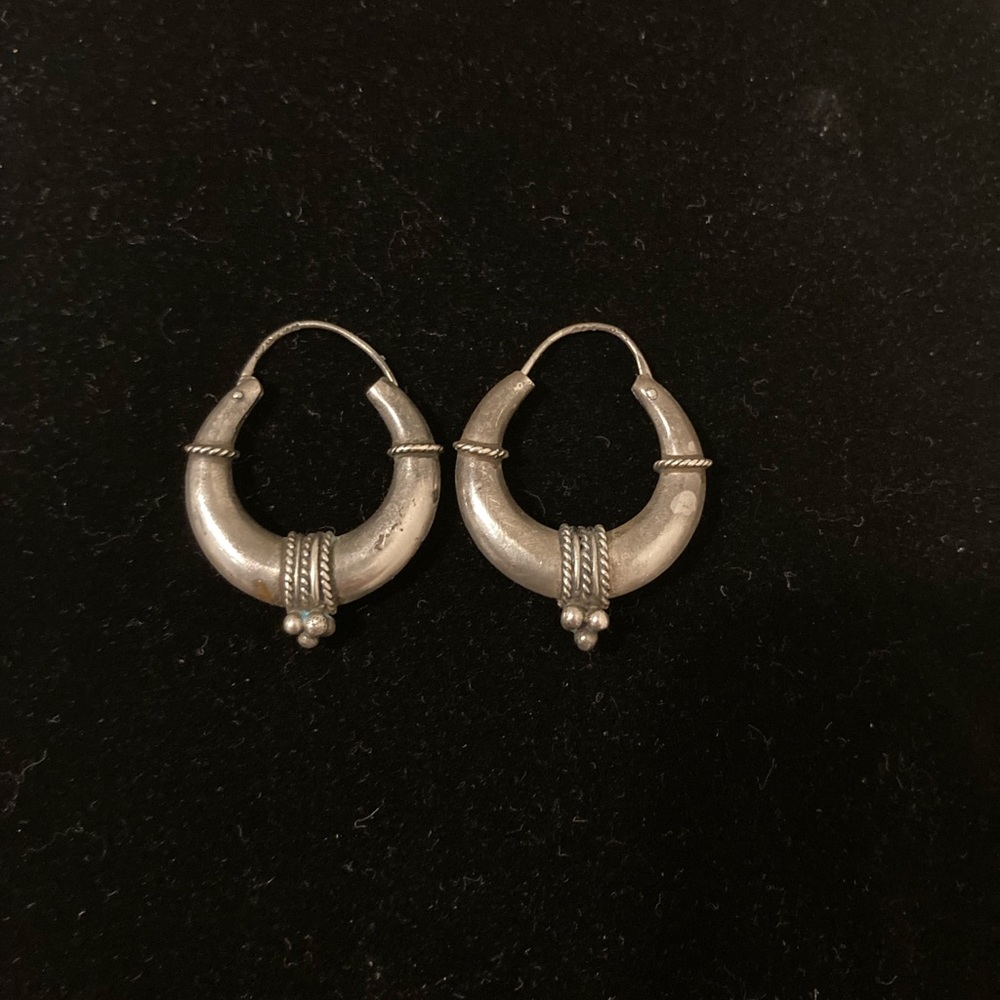 TRIBAL HOOP Silver/925 Earrings Vintage